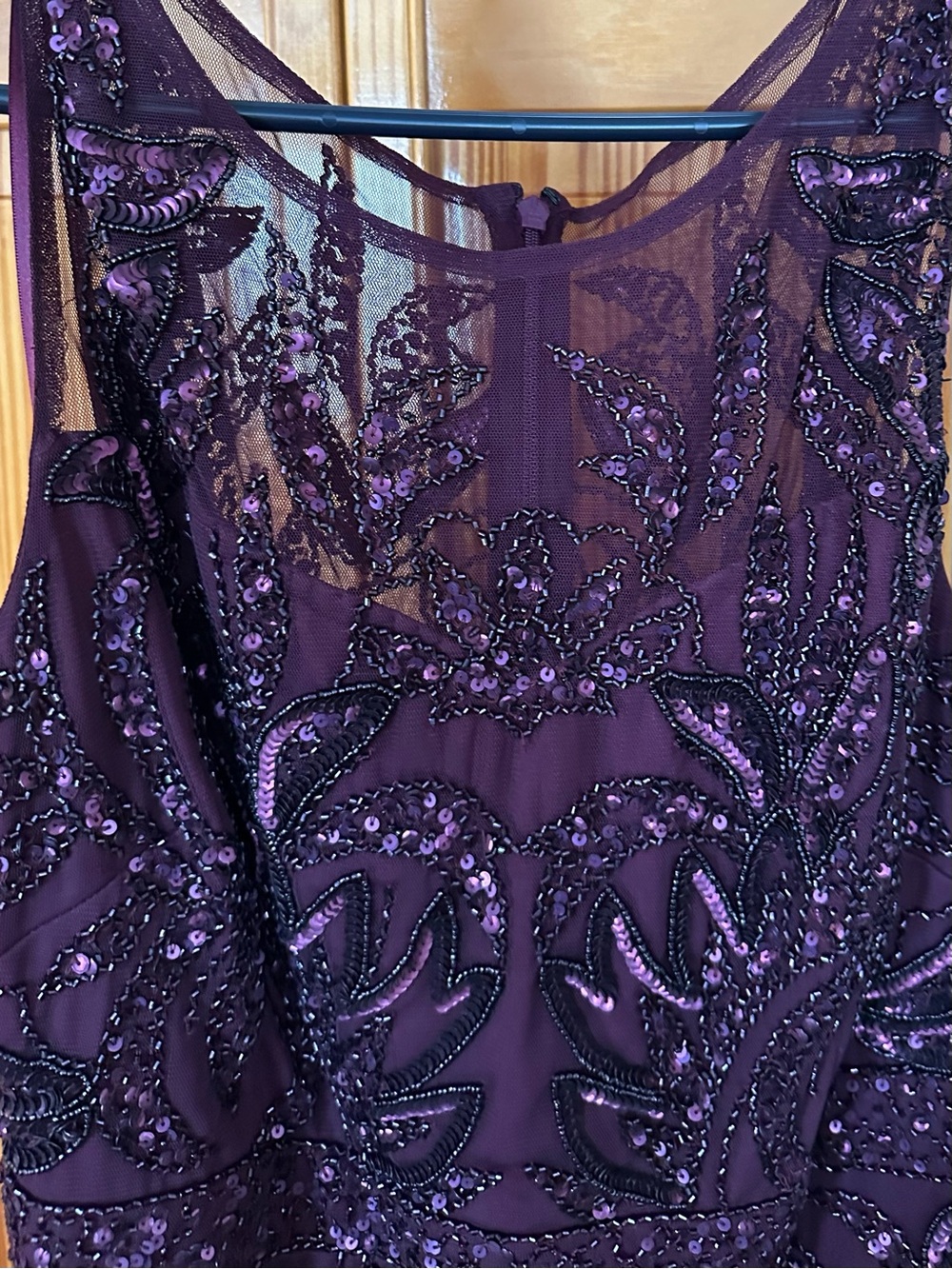 Embellished Deep Purple Sequin Evening Dress